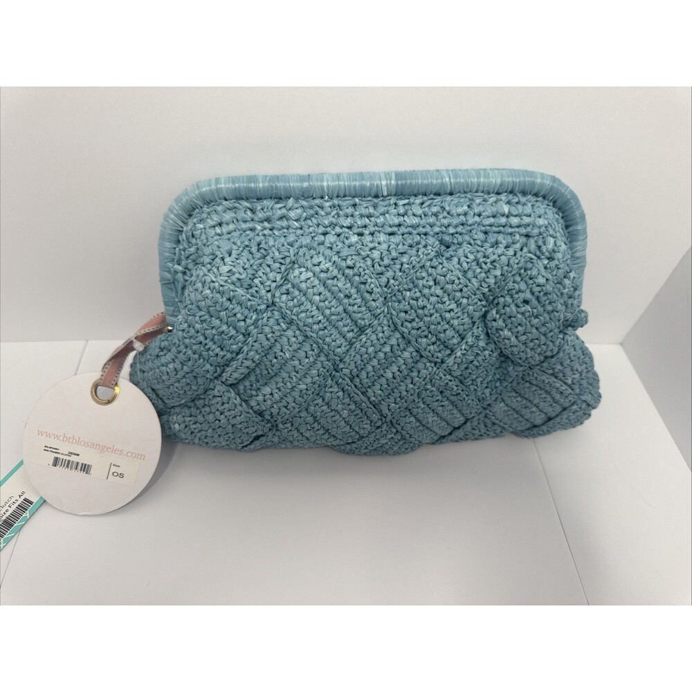 BTB Los Angeles Women's HARPER Framed Woven Raffia Clutch Purse NWT